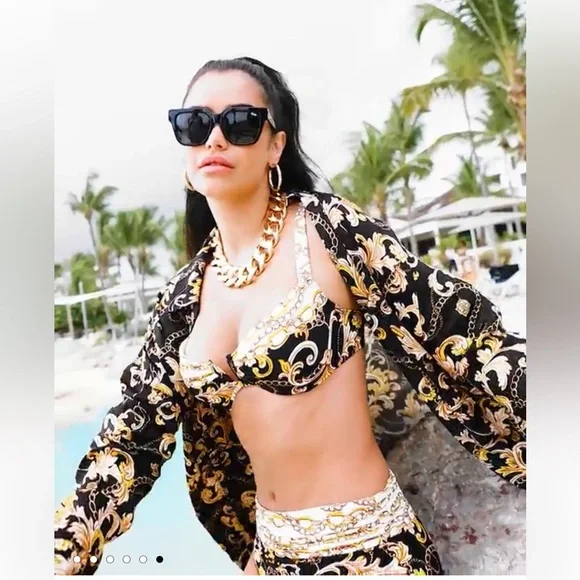 ‼️SOLD‼️Carmen Marc Valvo Swim Sense Filigree Status High Waist Bikini size S - Picture 7 of 12